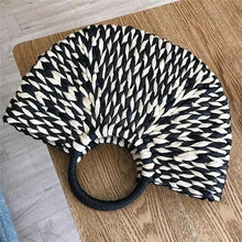 Load image into Gallery viewer, Elehant Women's Woven Wicker Straw Half Round Bag Trendy Large Capacity Female Casual Travel Bag

