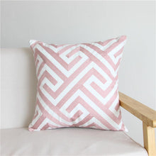 Load image into Gallery viewer, Embroidered Geometric Pillow Cover 100% Cotton Woolen Cushion Cover Modern Nordic Style Pink Blue Pillow Cover For Home Decor Embroidery Cushion Cover Decorative Throw Pillow Cover Geometric Invisible Pillow Cover for Living Room 45X45CM
