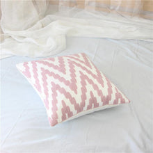 Load image into Gallery viewer, Embroidered Geometric Pillow Cover 100% Cotton Woolen Cushion Cover Modern Nordic Style Pink Blue Pillow Cover For Home Decor Embroidery Cushion Cover Decorative Throw Pillow Cover Geometric Invisible Pillow Cover for Living Room 45X45CM
