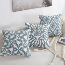 Load image into Gallery viewer, Embroidered Geometric Pillow Cover 100% Cotton Woolen Cushion Cover Modern Nordic Style Pink Blue Pillow Cover For Home Decor Embroidery Cushion Cover Decorative Throw Pillow Cover Geometric Invisible Pillow Cover for Living Room 45X45CM
