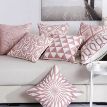 Load image into Gallery viewer, Embroidered Geometric Pillow Cover 100% Cotton Woolen Cushion Cover Modern Nordic Style Pink Blue Pillow Cover For Home Decor Embroidery Cushion Cover Decorative Throw Pillow Cover Geometric Invisible Pillow Cover for Living Room 45X45CM
