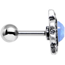 Load image into Gallery viewer, 16G Iridescent Blue Faux Opal Ornate Tragus Cartilage Earring
