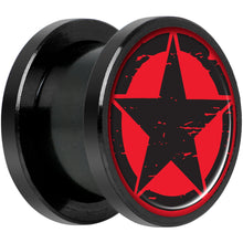 Load image into Gallery viewer, Black Red Distressed Star Black Anodized Screw Fit Plug Set 1/2
