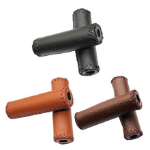 Load image into Gallery viewer, Ergonomic Bike Handle Grips PU Leather Soft Rubber Bicycle Mountain Bike Anti-Slip Handlebar Grips Retro Artificial Leather Handle Grips Cycling Anti Slip Road Mountain Comfortable Bike Handlebar Grips
