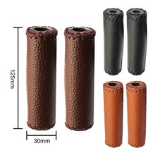 Load image into Gallery viewer, Ergonomic Bike Handle Grips PU Leather Soft Rubber Bicycle Mountain Bike Anti-Slip Handlebar Grips Retro Artificial Leather Handle Grips Cycling Anti Slip Road Mountain Comfortable Bike Handlebar Grips
