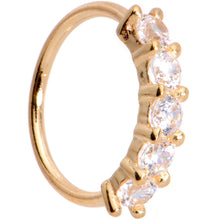 Load image into Gallery viewer, 20G 1/4 Clear CZ Gem 14k Yellow Gold Seamless Circular Ring
