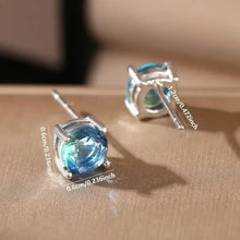 Load image into Gallery viewer, European and American Style Copper Earrings with Blue Zirconium
