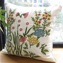 Load image into Gallery viewer, European Floral Cushion Cover Cotton Pillowcases Yellow Botanical Flowers and Green Leaves Floral Garden Pattern Printed Cushion Home Decor Rectangle Pillow Cover
