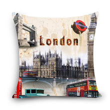 Load image into Gallery viewer, European Style Throw Pillow Covers Red London Street Bus Telephone Booth Big Ben Square Cushion Covers For Home Bed Sofa Throw Pillow Covers Red Bus and Telephone Booth Design Cushion Case Cotton Linen Home Sofa Decor 45X45CM
