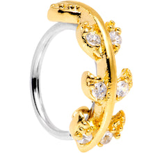 Load image into Gallery viewer, 18G 5/16 Clear CZ Gem Gold Tone Leafy Seamless Circular Ring
