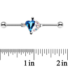 Load image into Gallery viewer, Aqua Aurora Gem Heart and Arrow Calling Cupid Industrial Barbell 38mm

