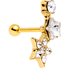 Load image into Gallery viewer, 18G 1/4 Clear Gem Star Gold Plated Cartilage Tragus Earring
