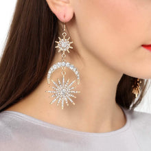 Load image into Gallery viewer, Exaggerated Luxury Sun Moon Stars Drop Earrings
