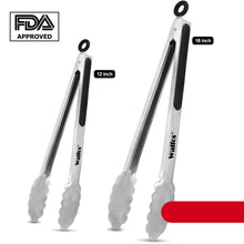 Load image into Gallery viewer, Extra Long Stainless Steel BBQ Tongs Salad Food Clips BBQ Flipping Tongs Non-Stick Kitchen Cooking Tools Stainless Steel and Non-Slip Heat Resistant Handle Great for Cooking Turning and Barbecue
