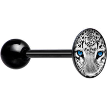 Load image into Gallery viewer, Black White Leopard Eyes Black Barbell Tongue Ring
