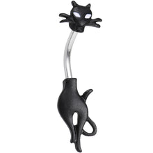 Load image into Gallery viewer, Clear Gem Sleek Black Cat Double Mount Belly Ring
