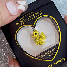 Load image into Gallery viewer, Sydney Belle Girlfriend Collection Yellow Pink CZ Gem Rubber Duck Ducky Belly Ring
