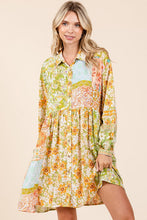 Load image into Gallery viewer, New Summer Floral Button Detail Long Sleeve Shirt Dress For Women – Elegant, Trendy, Fluttering, Feminine &amp; Timeless Chic
