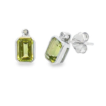 Load image into Gallery viewer, .81ct Peridot Diamond Stud Earrings 10KT White Gold

