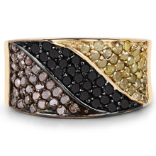 Load image into Gallery viewer, 14K Yellow Gold Plated 1.25 Carat Genuine Black Diamond, Champagne Diamond &amp; Yellow Diamond .925 Sterling Silver Ring
