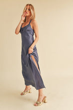 Load image into Gallery viewer, Ruched Side Slit Cutout Back Maxi Cami Dress –Elegant, Sophisticated &amp; Alluring with Side Slit, Ruched Detailing &amp; Daring Cutout Back Design for Special Occasions
