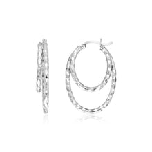 Load image into Gallery viewer, Sterling Silver Double Oval Textured Hoop Earrings
