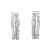 Load image into Gallery viewer, 10K White Gold Diamond Hoop Earring (1/2 cttw, I-J Color, I2-I3 Clarity)
