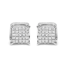 Load image into Gallery viewer, 10K White Gold 1/2 Cttw Princess Cut Diamond Square Shaped Multi Stone Stud Earrings (H-I Color, SI1-SI2 Clarity)
