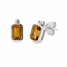 Load image into Gallery viewer, 1.09ct Citrine Diamond Stud Earrings 10KT White Gold

