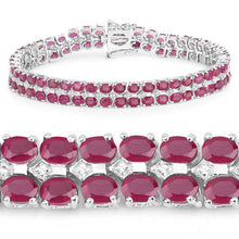 Load image into Gallery viewer, 20.03 Carat Glass Filled Ruby and White Topaz .925 Sterling Silver Bracelet

