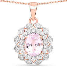 Load image into Gallery viewer, 4.26 Carat Genuine Kunzite and White Topaz .925 Sterling Silver Pendant
