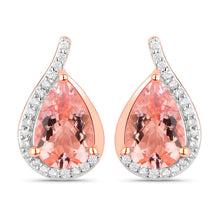 Load image into Gallery viewer, 2.43 Carat Genuine Morganite and White Diamond 14K Rose Gold Earrings
