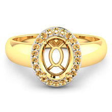 Load image into Gallery viewer, 0.22 Carat Genuine White Diamond 14K Yellow Gold Semi Mount Ring - holds 9x7mm Oval Gemstone
