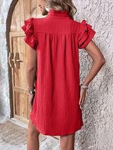 Load image into Gallery viewer, Elegant Ruffled Cap Sleeve Mini Dress Feminine &amp; Flowy Summer Dress
