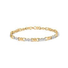 Load image into Gallery viewer, 10k Yellow Gold 1/3 Cttw Diamond 3 Stone and X-Link Bracelet (I-J Color, I1-I2 Clarity) - 7.50" Inches
