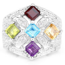 Load image into Gallery viewer, 1.67 Carat Genuine Multi Stone .925 Sterling Silver Ring
