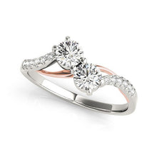 Load image into Gallery viewer, Two Stone Diamond Ring with Curved Band in 14k White And Rose Gold (5/8 cttw)

