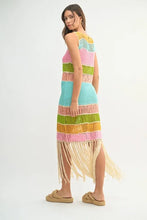 Load image into Gallery viewer, Multi Color Fringed Crochet Knit Dress For Women – Crochet Knit Dress, Fringed Dress, Multi-Color Dress, Bohemian Knit Dress, Festival Dress
