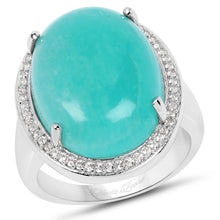 Load image into Gallery viewer, 15.09 Carat Genuine Amazanite And White Topaz .925 Sterling Silver Ring
