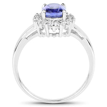 Load image into Gallery viewer, 1.45 Carat Genuine Tanzanite and White Zircon .925 Sterling Silver Ring
