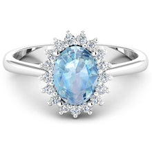 Load image into Gallery viewer, 1.62 Carat Genuine Aquamarine and White Diamond 14K White Gold Ring
