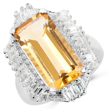 Load image into Gallery viewer, 9.13 Carat Genuine Citrine &amp; White Topaz .925 Sterling Silver Ring
