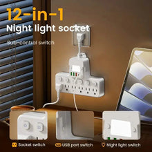 Load image into Gallery viewer, 12-in-1 Adjustable Desk Lamp Power Strip – 6 AC Outlets, 3 USB-A &amp; 2 Type-C Ports, Surge Protection

