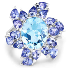 Load image into Gallery viewer, 6.52 Carat Genuine Blue Topaz &amp; Tanzanite .925 Sterling Silver Ring

