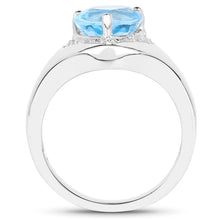 Load image into Gallery viewer, 2.23 Carat Genuine Swiss Blue Topaz and White Topaz .925 Sterling Silver Ring
