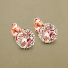 Load image into Gallery viewer, 0.93 Carat Genuine Morganite and White Diamond 14K Rose Gold Earrings
