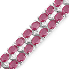 Load image into Gallery viewer, 20.03 Carat Glass Filled Ruby and White Topaz .925 Sterling Silver Bracelet
