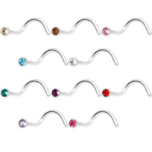 Load image into Gallery viewer, 20G 5/16 Multi Color Gem Steel Nose Screw 20 Pack Set
