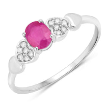 Load image into Gallery viewer, 0.36 Carat Genuine Ruby and White Diamond 14K White Gold Ring
