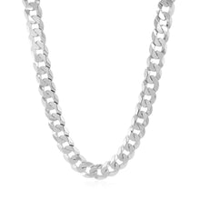 Load image into Gallery viewer, Rhodium Plated 7.2mm Sterling Silver Curb Style Chain
